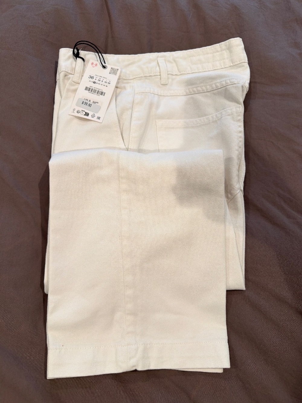 Zara ZW Collection Cropped Chino Trousers Color: Ecru